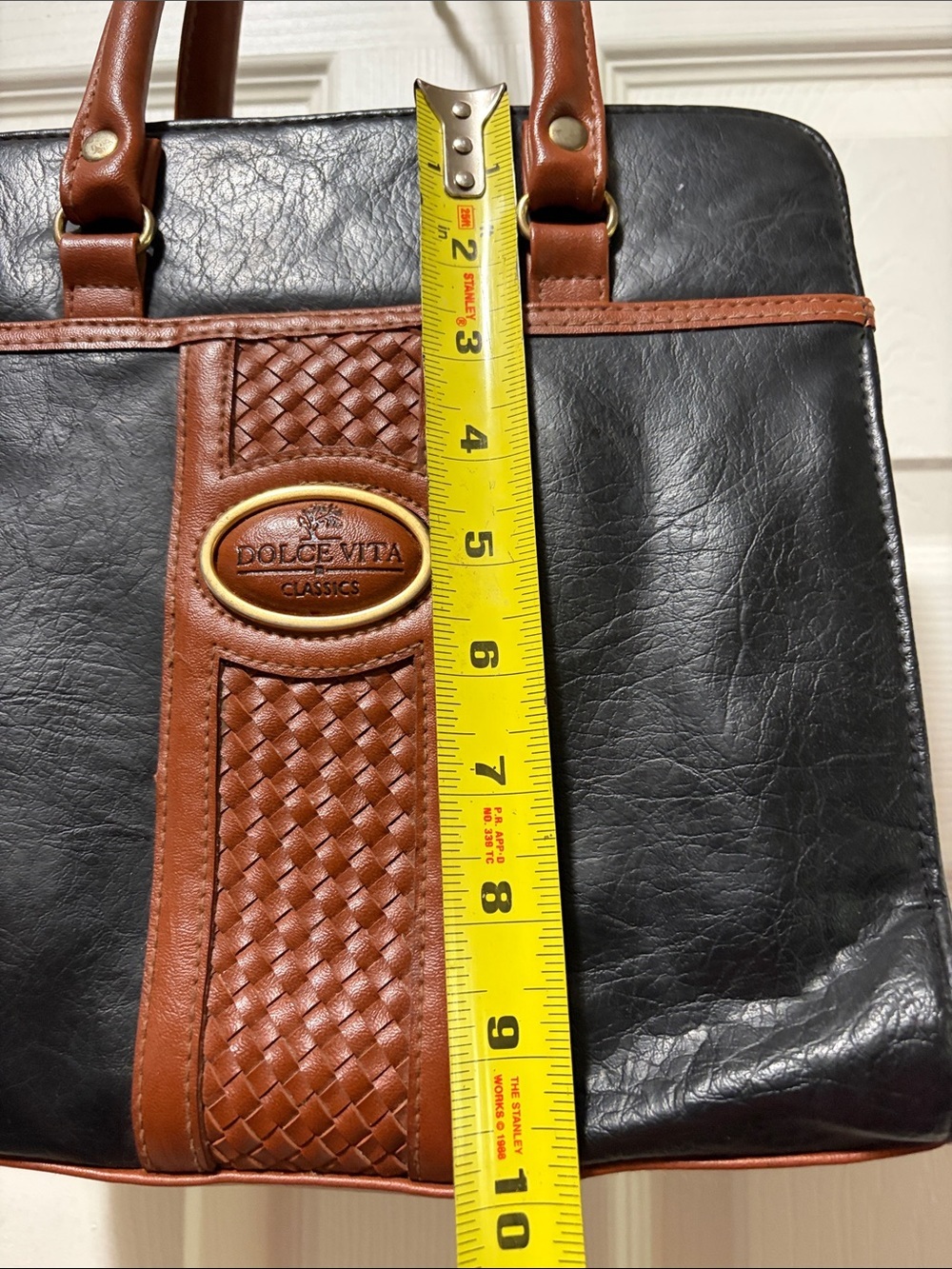 Vintage Dolce Vita Jackson Black and Brown Leather Contrast Carryall - Picture 7 of 15